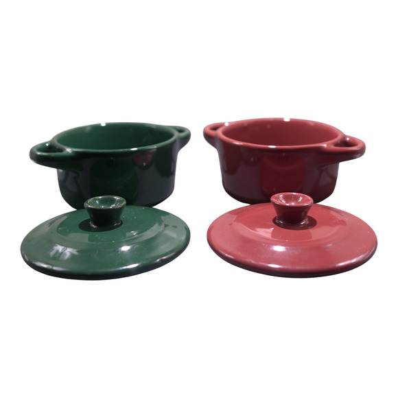 Crofton Mini Ceramic Red & Green Ceramic Dish 2PK Holidaycore Wintercore EUC - Picture 2 of 15
